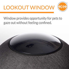 K&H Thermo-Lookout Pod Heated Cat Bed – Indoor Heated Cat Cave with Window, Removable Cushion, Cozy & Energy-Efficient