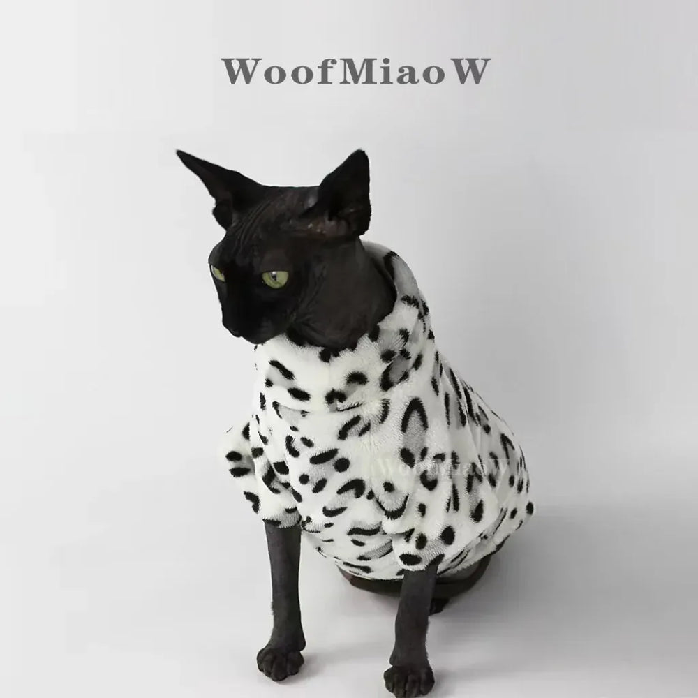 Leopard Print Sphynx Cat Clothes - Fashion Winter Wear for Hairless Cats