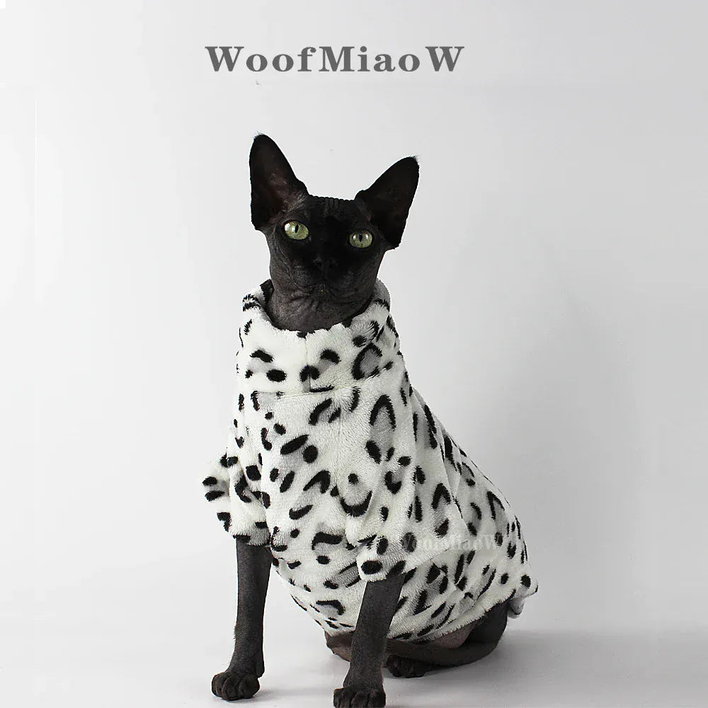 Leopard Print Sphynx Cat Clothes - Fashion Winter Wear for Hairless Cats