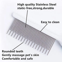 Long and Short Teeth Pet Comb for Dogs and Cats Essential Tool in Home Grooming Kit to Effectively Remove Knots Mats and Tangle