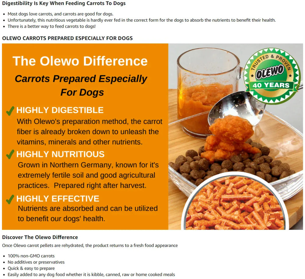 Natural Dehydrated Carrots & Red Beets Dog Food Supplement | Rich in Fiber, Vitamins & Antioxidants | Boosts Digestion, Skin & Coat Health