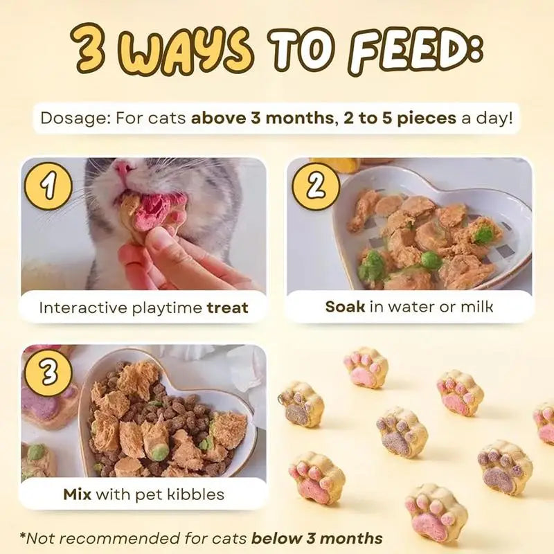 Paw Print Cat Treats - Natural Freeze-Dried Dental Health Snacks