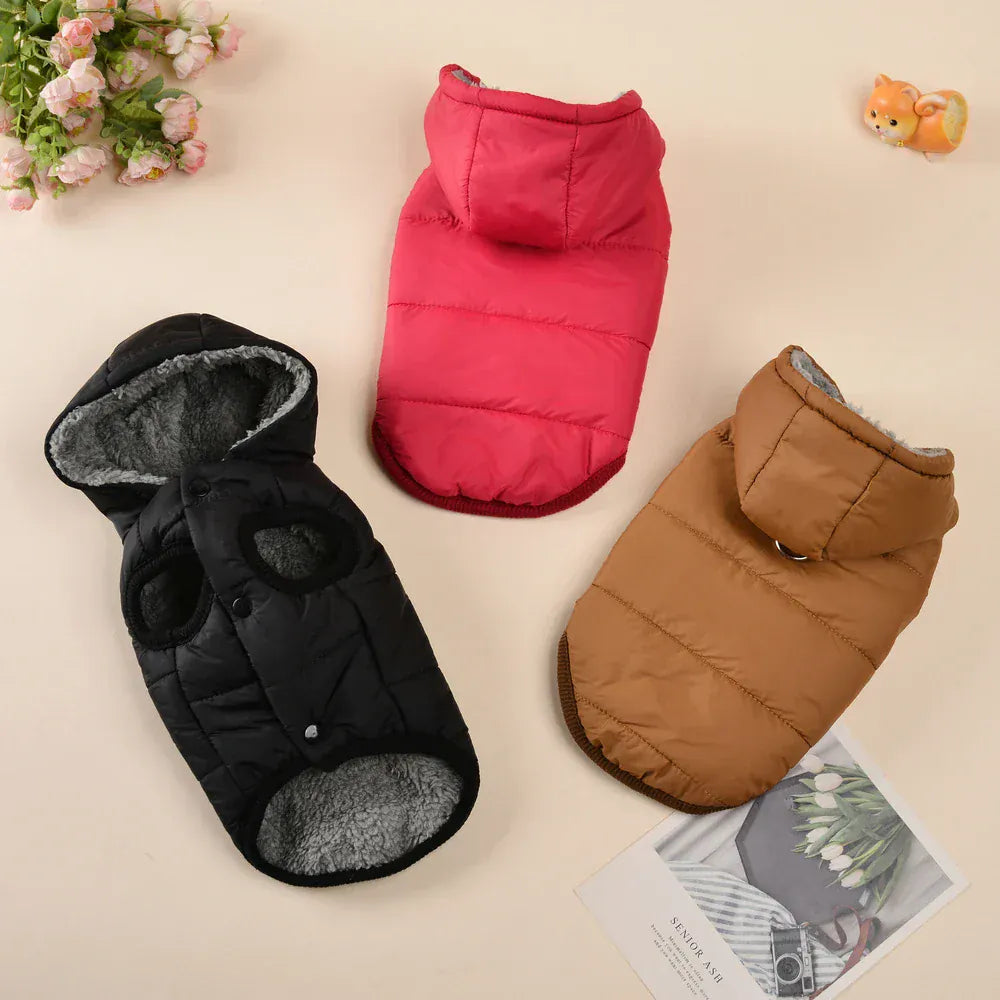 Premium Hooded Cat & Dog Coat - Windproof Fleece Jacket with D-Ring