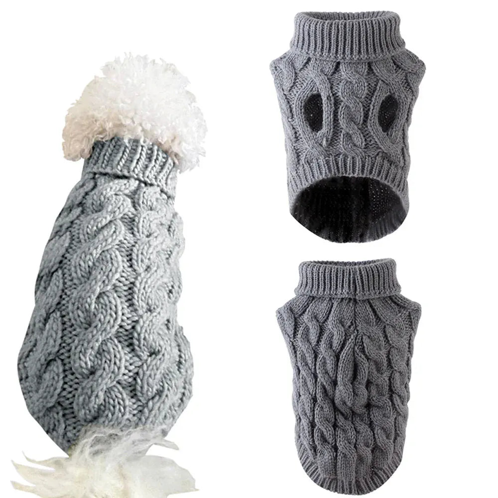 Small Dog Sweater | Autumn & Winter Knitted Pullover, Warm Solid Pet Clothes