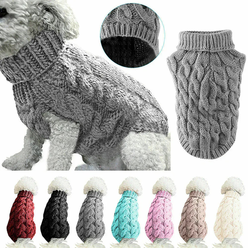 Small Dog Sweater | Autumn & Winter Knitted Pullover, Warm Solid Pet Clothes