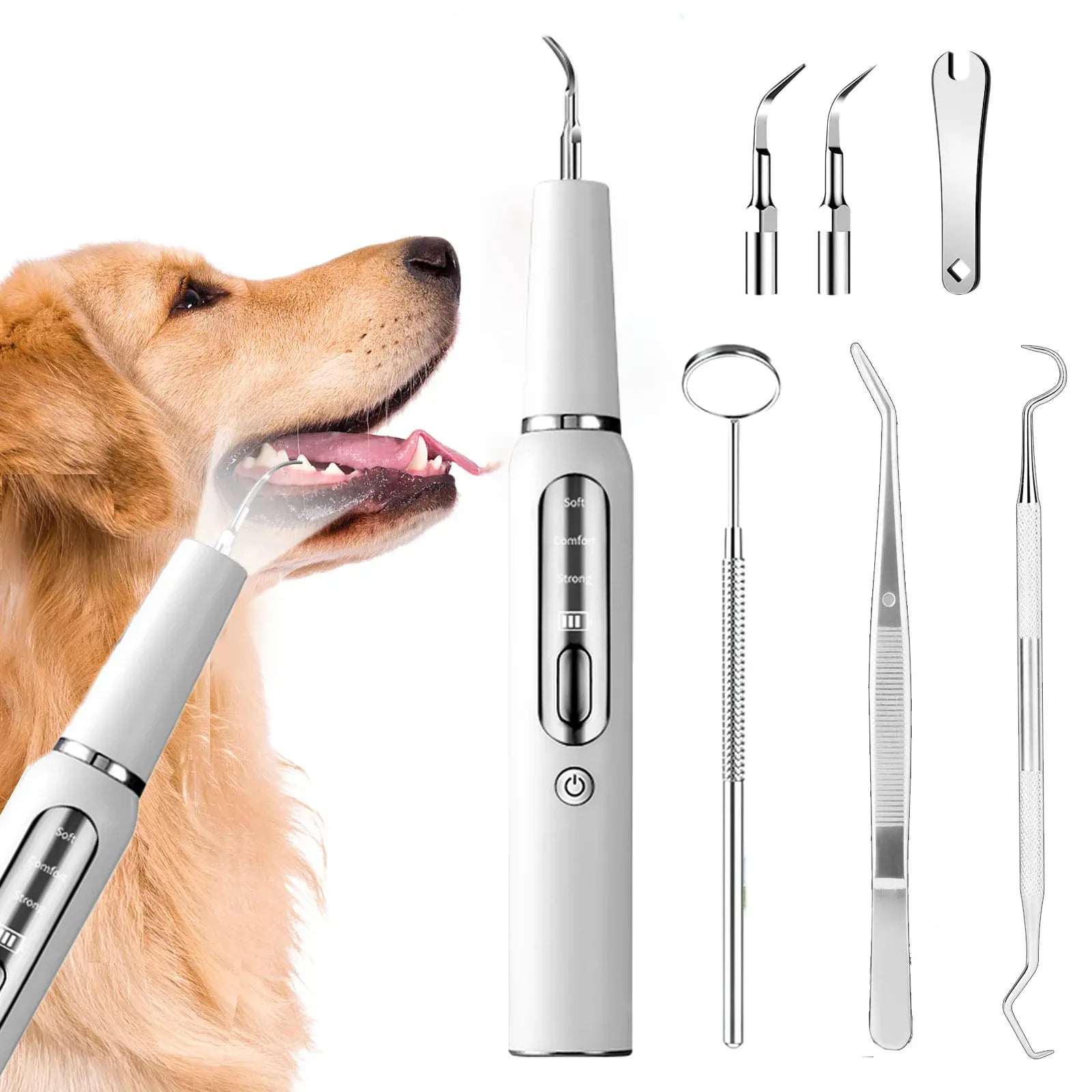 Sonic Electric Pet Toothbrush & Dental Scaler | Dog & Cat Plaque Remover | Professional Pet Oral Care Kit