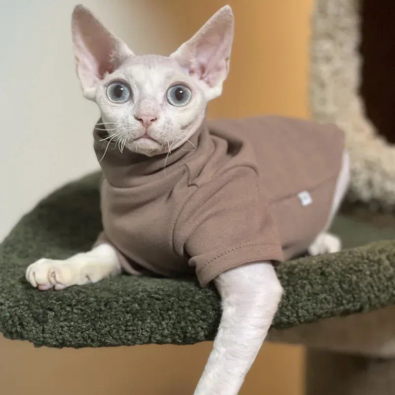 Sphynx Cat Clothes - Soft Cotton Fall & Winter Outfit | Hairless Cat Clothing for Cornish & Devon Cats | Cozy Kitten Costume for Small Dogs