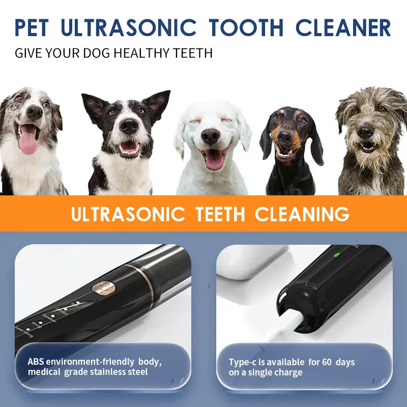 Ultrasonic Electric Dog Toothbrush | Professional Pet Plaque & Tartar Remover | Teeth Whitening & Dental Care