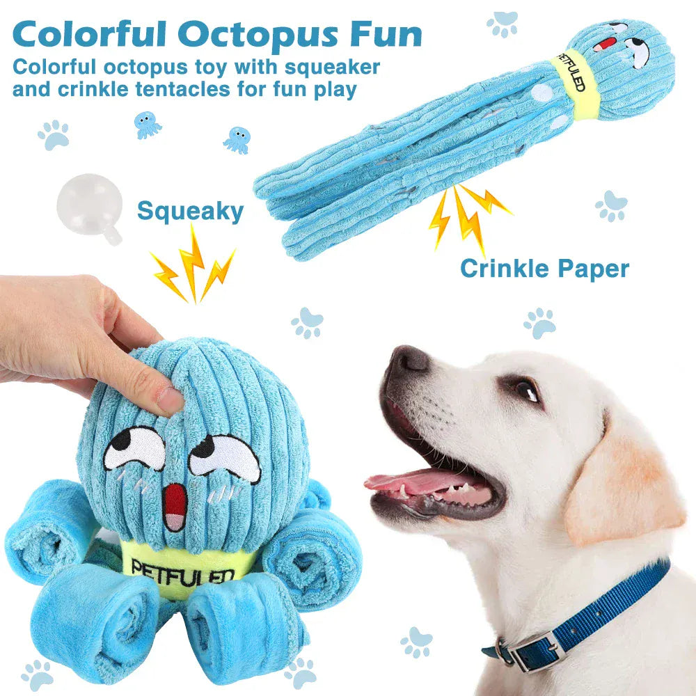 Valentine’s Day Dog Snuffle Toy | Plush Octopus Interactive Puzzle | Chew & Slow Feeding Game for Puppies & Dogs